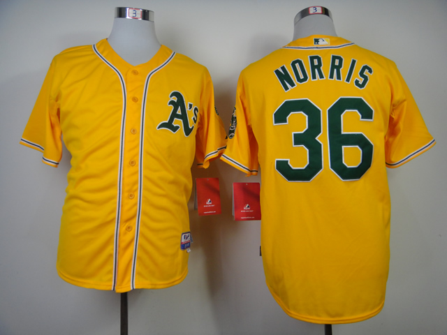 Men Oakland Athletics #36 Norris Yellow MLB Jerseys->oakland athletics->MLB Jersey